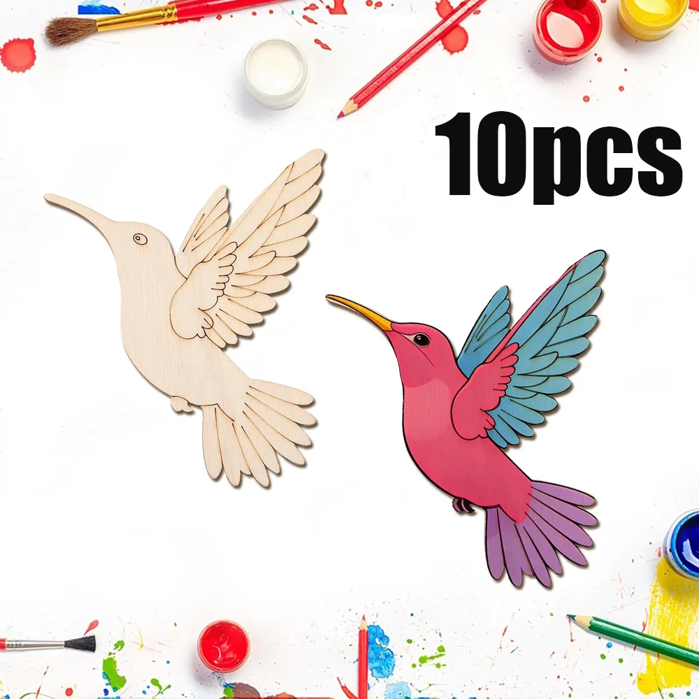Craft Art Set - 10pcs Unfinished Wood Animal Bird Cutouts,Wooden