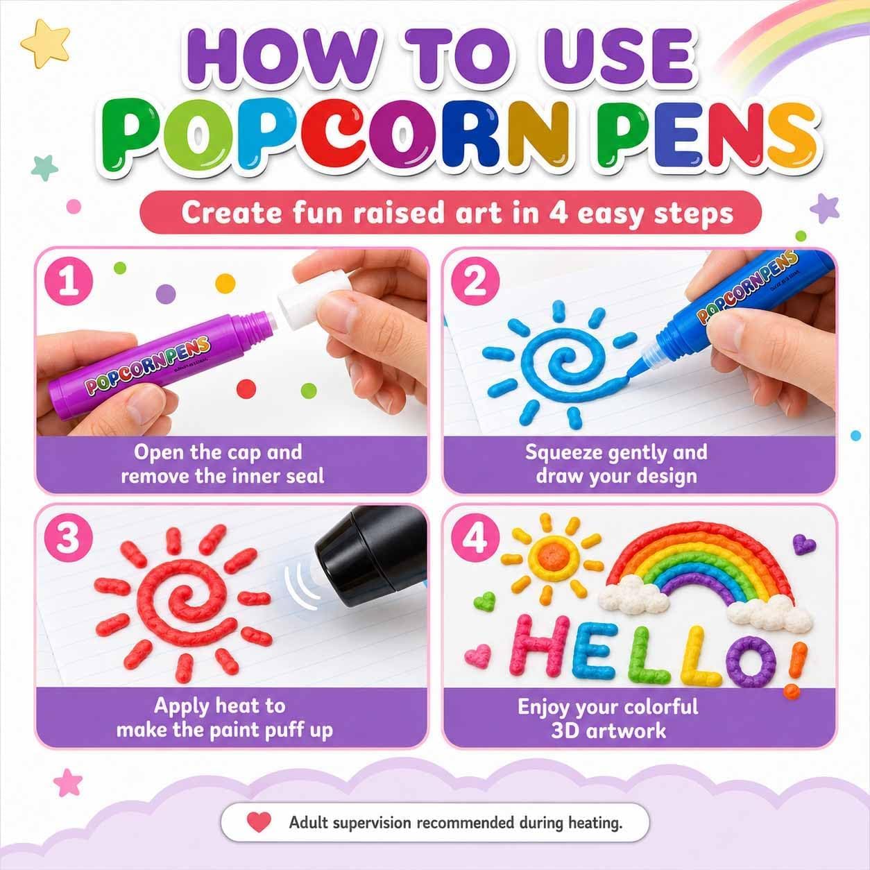 Magic Puffy Popcorn Pens 3D Pu - Art Craft Notebook review and price