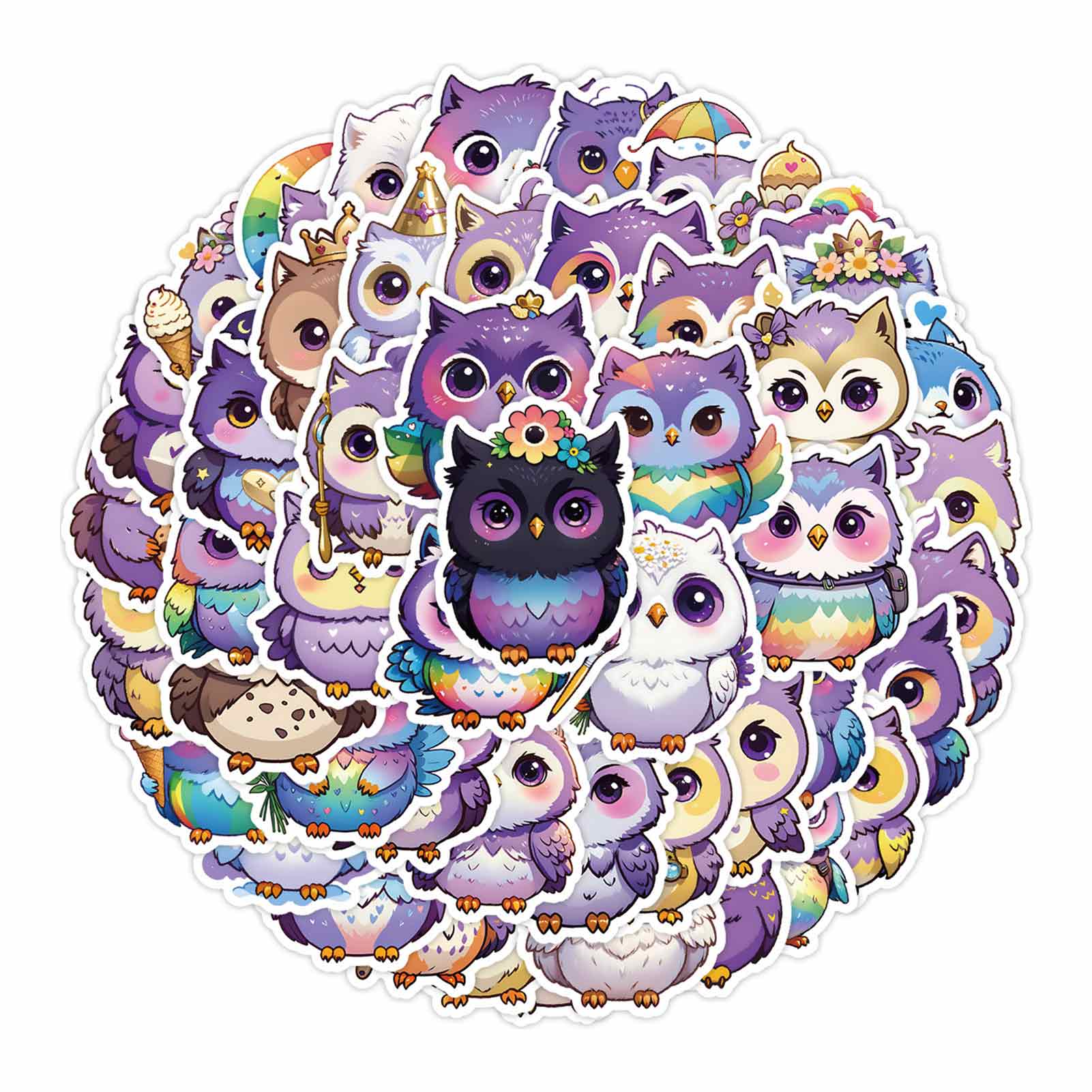 50Pcs Owl Decals Cute Waterpro - Art Craft Notebook review and price