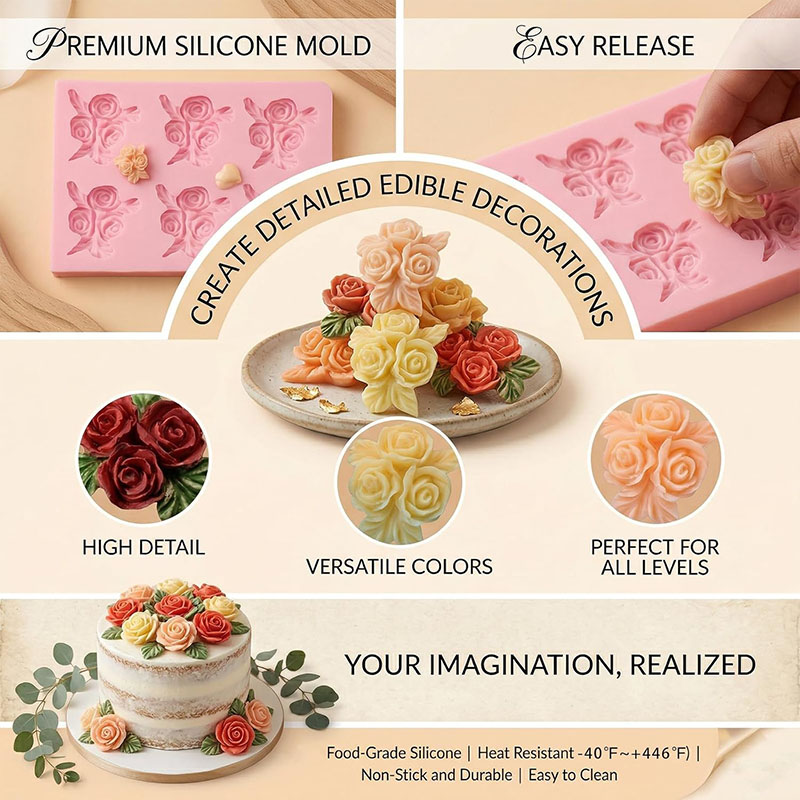 3D Rose Flower Silicone Fondan - Art Craft Show review and price